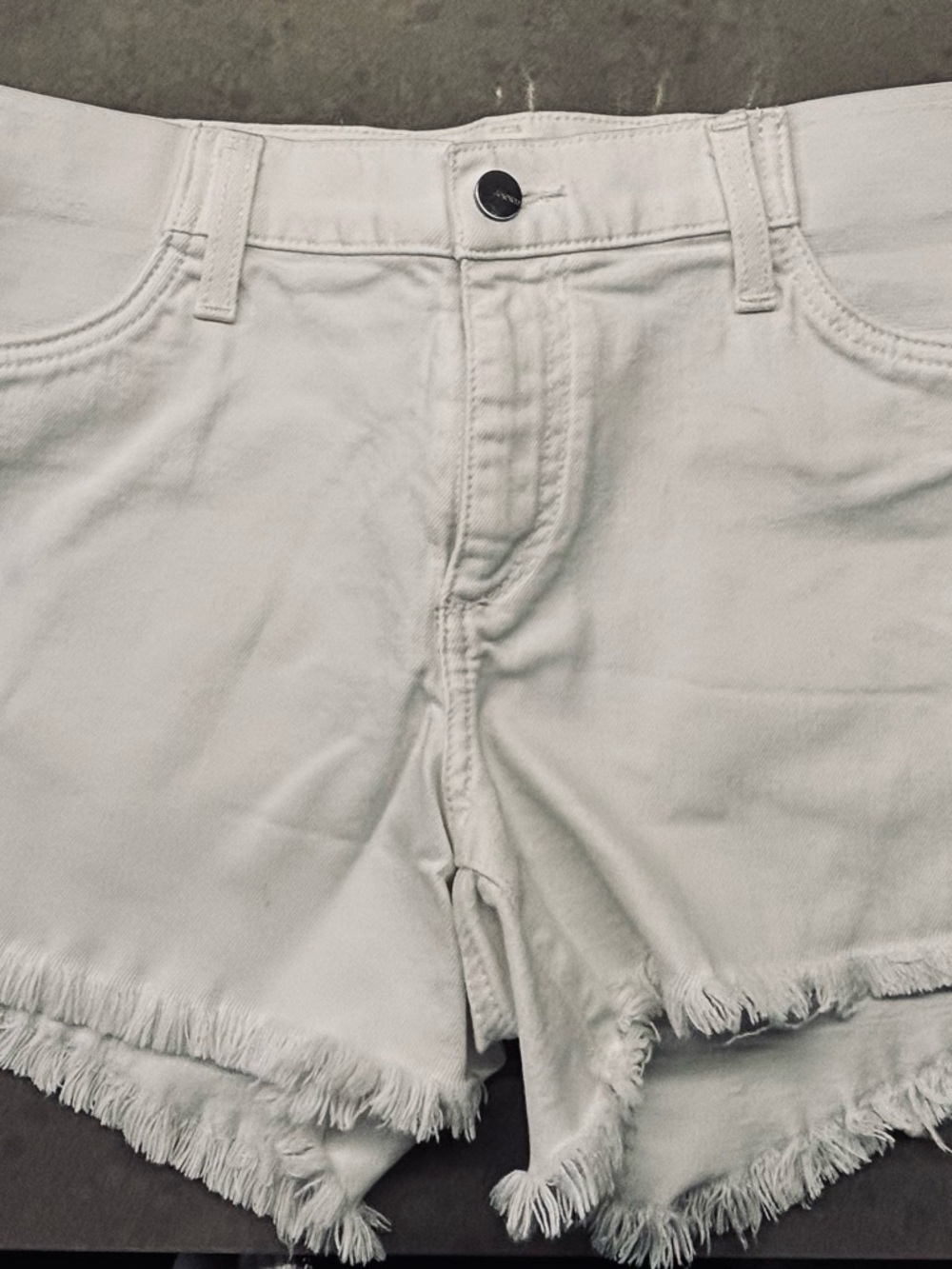 Joe's Jeans White Frayed Hem Mid-Rise Denim Shorts-Maternity